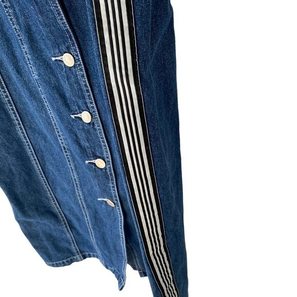 Vintage Revolt Denim Jean Sleeveless Dress button SIDE STRIPE dress size medium - Picture 5 of 9